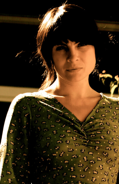 mid-close-up of woman with sepia filter